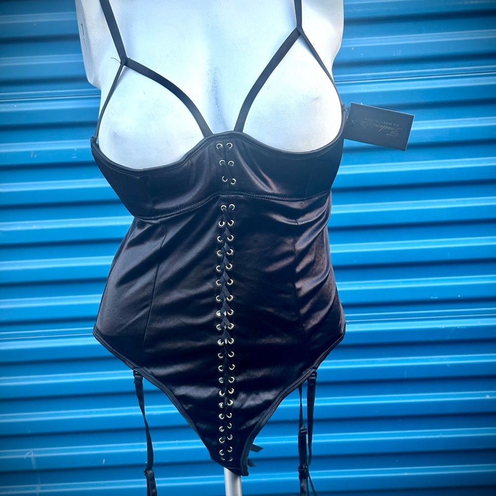 Frederick's of Hollywood Black Satin Bodysuit - Picture 4 of 8